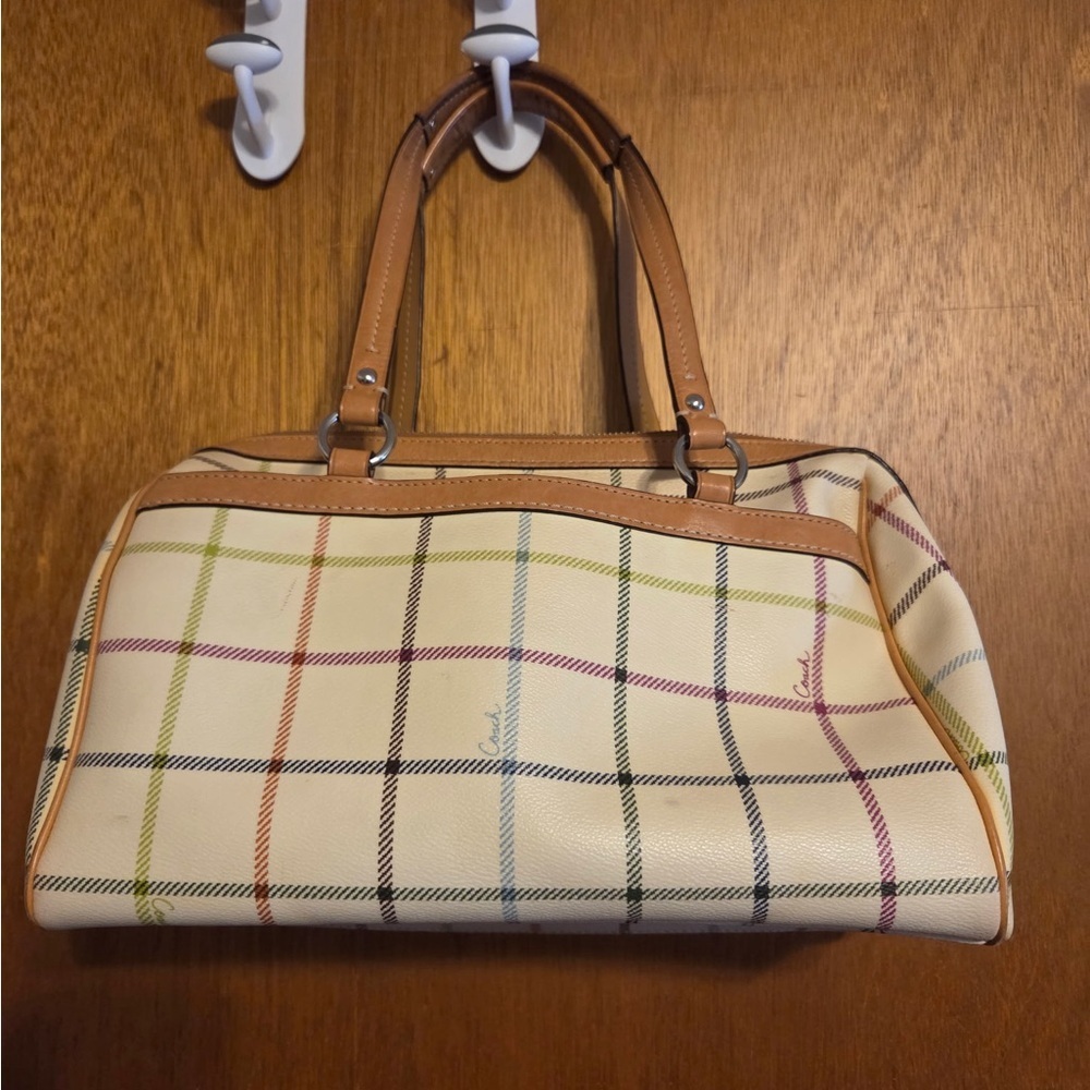 Coach Tattersall Plaid Satchel - Picture 2 of 6